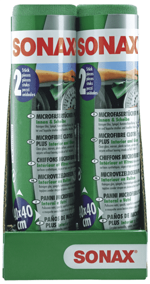 SONAX Microfibre Cloths PLUS Interior and Glass 2pcs