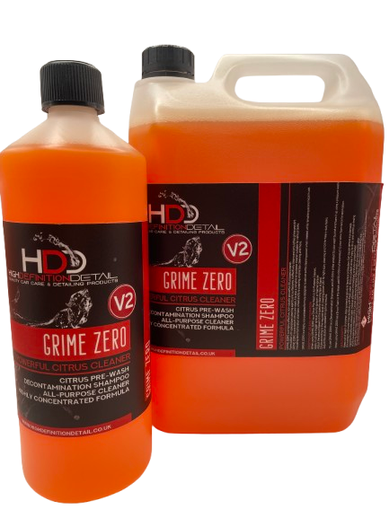 High Definition Detail Grime Zero V2 (Heavy Duty Citrus Pre-Wash, Snow Foam, Decontamination Shampoo)