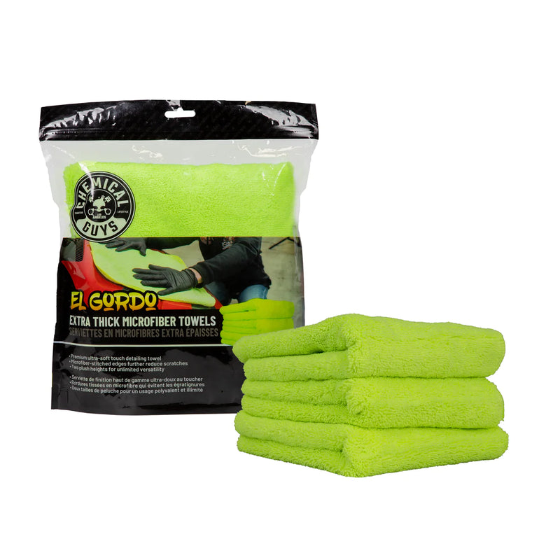 Chemical Guys El Gordo Extra Thick Professional Mirofibre Towel Green (16.5" x 16.5") 3 Pack