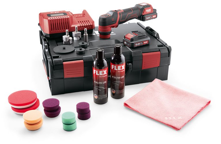 Flex Cordless Polisher PXE 80 10.8-EC/2.5 Battery Powered Starter Pack (P-Set)