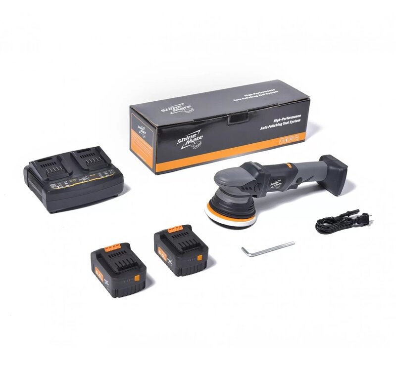 ShineMate EB351-5/15 15mm Cordless Random Orbital Polisher w/ 2 Batteries & Charger