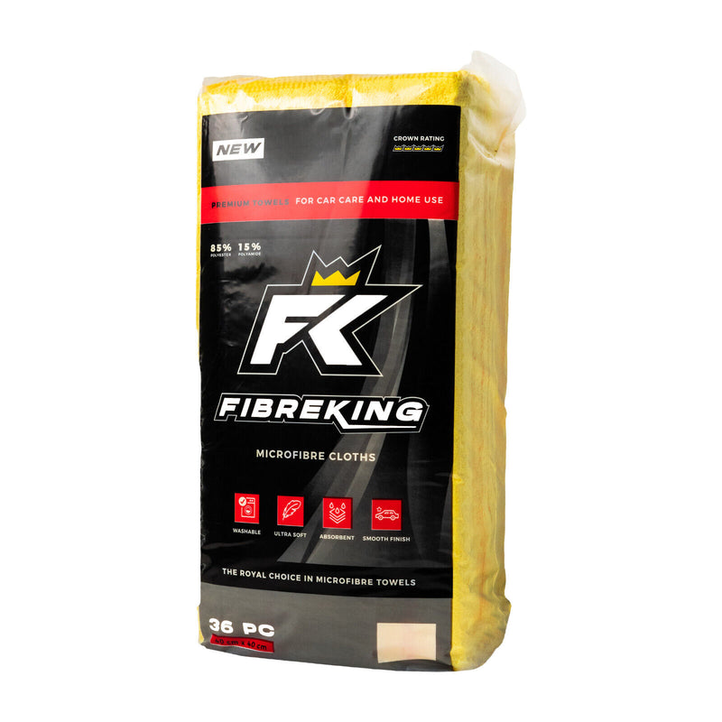 FIBREKING PREMIUM MICROFIBRE CLOTHS - YELLOW 36 PACK