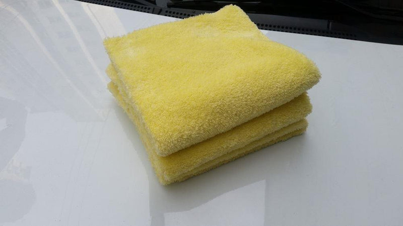 16'' x 16'' Plush 350gsm Yellow Korean Microfibre Edgeless Car Detailing Cloth
